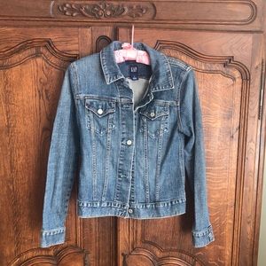Vintage GAP Denim Jean Jacket Cropped Fitted sz M